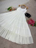 Nouvelle robe en faux georgette avec dupatta, entièrement cousue, tenue de soirée indienne traditionnelle, robe prête-à-porter de haute qualité, belle couleur