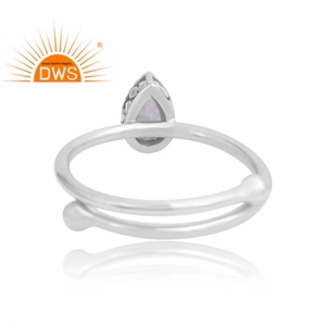 แหวนพลอย925รูปพระจันทร์สีรุ้งธรรมชาติสำหรับเป็นของขวัญสำหรับผู้หญิงแหวนพลอยตามสั่ง - Product Image 2