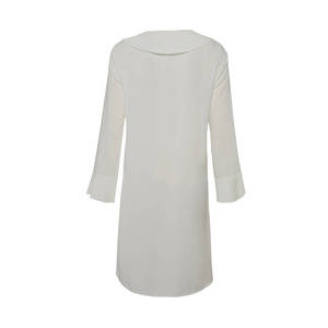 Túnica Larga de Chifón y Algodón con Cuello con Volantes y Puños Plisados - Product Image 3