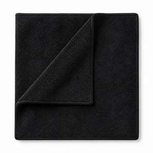 Chiffon de nettoyage automobile en microfibre noir avec bords cousus, serviette de nettoyage de voiture en gros - Product Image 1