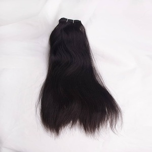 100% naturel indien cheveux crus humains Super Double dessiné cuticule aligné tissage couleur 1B soyeux faisceaux droits avec fermeture à lacet - Product Image 6