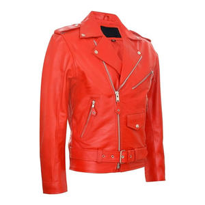 Chaqueta de Cuero de Diseño Color Rojo para Hombre, 100% Poliéster, Chaqueta de Motociclista, Chaqueta de Cuero Personalizada y Elegante, Transpirable - Product Image 3