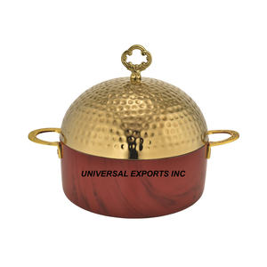 Casserole de cuisine de table martelée en métal finition argentée Meilleure vente Chauffe-plat décoratif de luxe en métal - Product Image 4