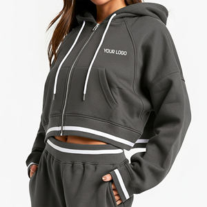 Sweat à capuche pour femme, coupe ample, épaules tombantes, sur mesure, de haute qualité, tricot côtelé personnalisé, respirant, couleur unie - Product Image 4