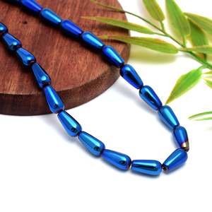 Perles d'hématite naturelles Chakralume en forme de goutte, bleu métallisé, pour la fabrication de bijoux, vente en gros du Rajasthan - Product Image 1