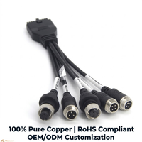 Harnais vidéo personnalisé 20 broches vers 5x M12, câble en cuivre pur 20 conducteurs pour système DVR GPS de camion poids lourd