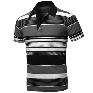 Logotipo bordado personalizado 100% algodón logotipo bordado personalizado tendencia hombres Golf negocios Polo uniforme tira Color Polo camisa - Product Image 3