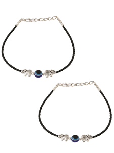 Chaîne de cheville noire avec breloque éléphant et œil porte-bonheur pour femme, bijou minimaliste - Product Image 5