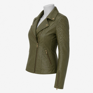 Chaqueta de Cuero para Mujer, Material Suave, Construcción Duradera, Ajuste Cómodo, Chaqueta de Motera de Cuero Genuino Personalizada de Primera Calidad - Product Image 4