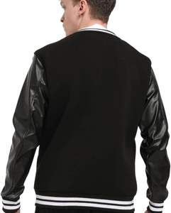 Veste universitaire de style baseball pour hommes personnalisée en gros noir Letterman et manches en cuir pour la saison d'hiver - Product Image 2