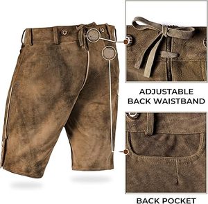 Short lederhosen pour hommes personnalisé vintage style bavarois cuir de chèvre broderie oem oktoberfest costume pour acheteurs en gros - Product Image 3