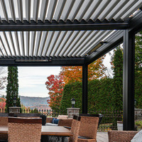 Pérgola de Aluminio Bioclimática Motorizada con Luces LED, Impermeable, de Lujo para Exteriores, con Toldo Personalizable y Fácil de Montar