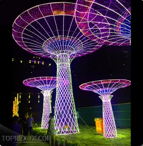 Large Outdoor 3D Motif Lights Tree Glamor Metal Illuminated Tower LED Sculpture For Christmas RGB For Landscape Lighting