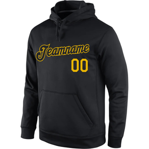 Sudadera con Capucha Personalizada con Estampado de Sublimación Invernal en Negro y Amarillo, con Nombre y Número del Equipo, Ropa Deportiva para Entrenamiento - Product Image 2