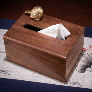 Deluxe Quality Natural Wood Rectangular Tissue Box Modern Home Decoration with Metal Accent Elegant <b>Organiser</b> - Product Image 5