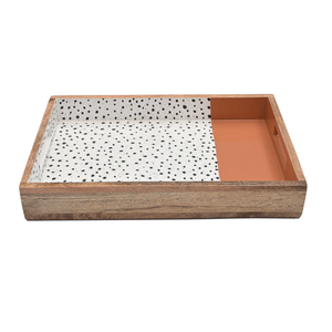 Plateau de service en bois imprimé Terrazzo rectangulaire en laiton AK avec poignée en multicolore grand plateau pour décor de table/décor de cuisine - Product Image 1