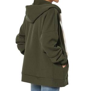 Vestido con bolsillos hasta la rodilla para mujer, sudadera con capucha y cremallera de manga larga - Product Image 4