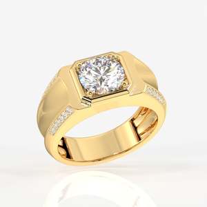 แหวนหมั้นผู้ชายดีไซน์พิเศษ ทอง 14k ประดับเพชรเพาะเลี้ยง - Product Image 2