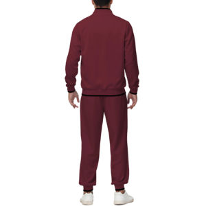 Cómodo conjunto de chándal de dos piezas con cremallera para hombre, conjuntos ligeros de algodón y poliéster para correr, chándales estampados para correr para hombre - Product Image 3