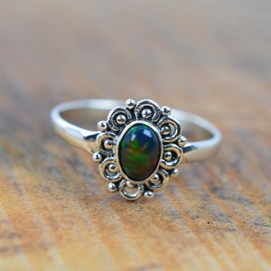 Opale noire 925 bague en argent Sterling Spinner bijoux en pierres précieuses élégant octobre pierre de naissance pierre naturelle bijoux en pierres précieuses faits à la main - Product Image 2