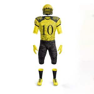 Conjunto de ropa deportiva de fútbol americano dorado personalizable para hombres nombres de equipos bordados transpirable corto recién llegado al por mayor - Product Image 3