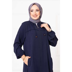 Manteau de sécurité à fermeture éclair bleu marine en grande taille - Product Image 1