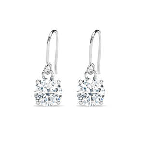 NOVAMART Fine 14K Gold Plated Silver for Gia Classic Solitaire Drop <b>Earrings</b> Geometric <b>Dangle</b> Design <b>Diamond</b> Stone Wedding Party - Product Image 1