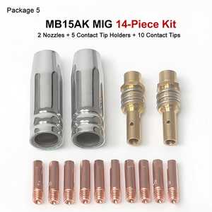 ชุดอุปกรณ์สิ้นเปลืองสำหรับเชื่อม MIG รุ่น MB15AK ชุดหัวเชื่อม 14 ชิ้น สำหรับหัวเชื่อมยุโรป MB15AK - Product Image 3