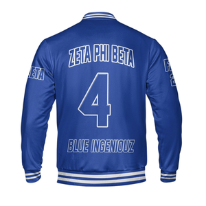 Zeta Phi Beta 1920 Sorority Blue White Varsity Letterman Jacket ZPB Greek Life Chenille Patch Founders Day Coat - Product Image 5