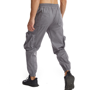 Nueva tendencia de los hombres de cintura alta Casual Jogger Pantalones al aire libre Hip Hop Streetwear 6 bolsillos Cargo Pantalones con cordón - Product Image 3