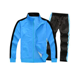 Ensemble de survêtement de haute qualité unisexe avec veste zippée et pantalon droit en molleton uni, respirant, jogging, ensemble de survêtement athlétique - Product Image 3