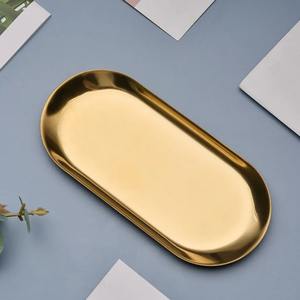 Usine en acier inoxydable doré ovale serviette plateau Service plateau bijoux plaque mariage Restaurant - Product Image 2