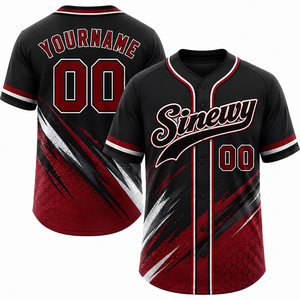 Maillot de baseball pour homme Sinewy, nom et numéro personnalisés brodés, manches courtes, coupe classique, grandes tailles, adultes, toutes saisons, 100% polyester - Product Image 1
