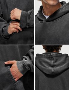 เสื้อมีฮู้ดผ้าฝ้ายสีทึบแนวย้อนยุคสี100% - Product Image 6