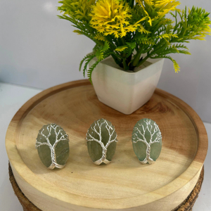 Handmade Adjustable Trendy Tree Life Green Aventurine Antique Silver Plated Unisex <b>Ring</b> Natural Healing <b>Crystal</b> Jewelry Daily - Product Image 1