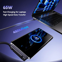 Câble USB A vers USB C 65W Câble de charge rapide 5 FT/1.5M Câble de charge invisible avec support plat Câble USB C à angle droit