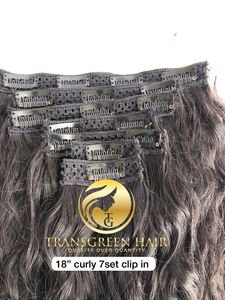 Meilleure vente 18 \ "couleur naturelle Clip-in trame de cheveux 7-Set bouclés vierge cuticule alignée Temple indien humain en gros faisceaux bruts - Product Image 5