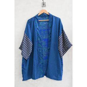 ชุดคลุมกิโมโนผ้าไหมเย็บต่อกัน ระบายอากาศได้ดี สำหรับผู้หญิงไซส์พลัส ความยาวระดับเข่า แขนสั้น ชุดนอนและชุดลำลอง - Product Image 1