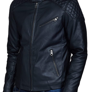 2026 nouveauté fermeture éclair pur cuir vestes hommes col montant avant Logo hiver porter veste en cuir Service OEM - Product Image 3