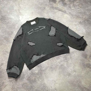 Sudaderas personalizables OEM para hombre, Sudadera de cuello redondo pesado, manga con logotipo desgastado, logotipo personalizado lavado, precio al por mayor - Product Image 4