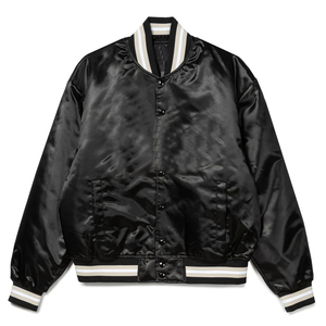 Polyester/Cotton Custom <b>Varsity</b> Embroidered Quilted Lined Stand Collar Front Logo <b>Men's</b> Baseball <b>Bomber</b> Satin <b>Jacket</b> - Product Image 1
