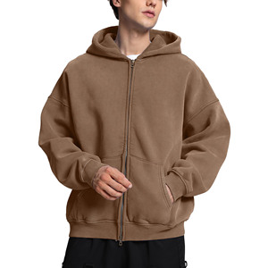 Vente en gros de sweats à capuche zippés avec logo personnalisé sweat à capuche uni en coton pour hommes sweats lourds streetwear sweat à capuche surdimensionné - Product Image 1