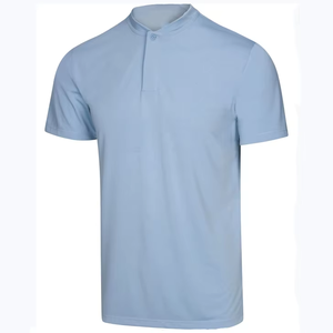 Haute qualité coton hommes Polo à manches courtes couleur unie lame col hommes uniforme chemise décontracté respirant mâle Golf Polo chemise - Product Image 4