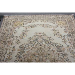 Handmade Traditional Beige Wool <b>Rug</b> 6.2 X 9.3 ft Patchwork Turkish Rectangle Hallway Design for Living Room Latex <b>Bedside</b> <b>Rug</b> - Product Image 5