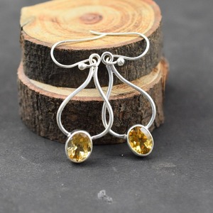 Pendientes de gota de estilo bohemio de Plata de Ley 925 para mujer, joyería hecha a mano con piedras preciosas de citrino clásicas a la moda para regalo de fiesta de amor - Product Image 5