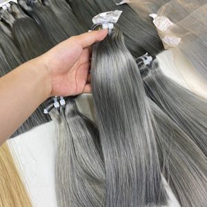 วิกผม100% บริสุทธิ์ธรรมชาติแบบช่อต่อผมสีเทา - Product Image 1