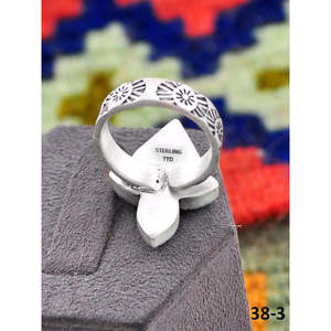 Southwest Style <b>Adjustable</b> Cotton Candy Mohave & Sterling Silver <b>Ring</b> Turquoise Inlay with Bezel Setting for Gift - Product Image 5