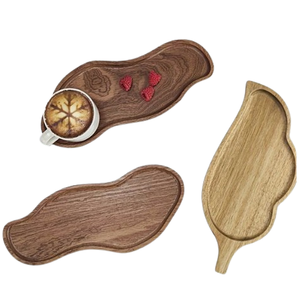 Juego de dos vajillas para servir en casa, plato de madera para servir frutas secas, vajilla de mesa de Color marrón, aperitivos y golosinas - Product Image 5