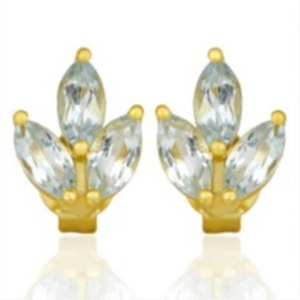 Pendientes de plata de ley 925 con gema de Topacio Azul, pendientes con forma de marquesa - Product Image 1