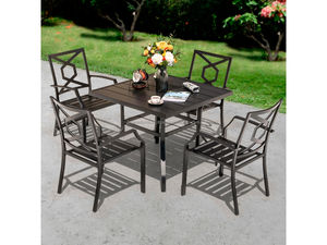 Juego de Mesa de Comedor de Hierro Fundido Moderno y Resistente, Sillas de Jardín Cómodas para Apartamento, Parque, Hotel, Villa, Hospital - Product Image 6